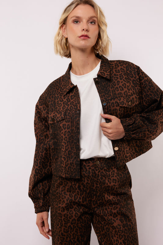 Fluresk jasje leopard print bruin model Yrissa jacket mocha brown