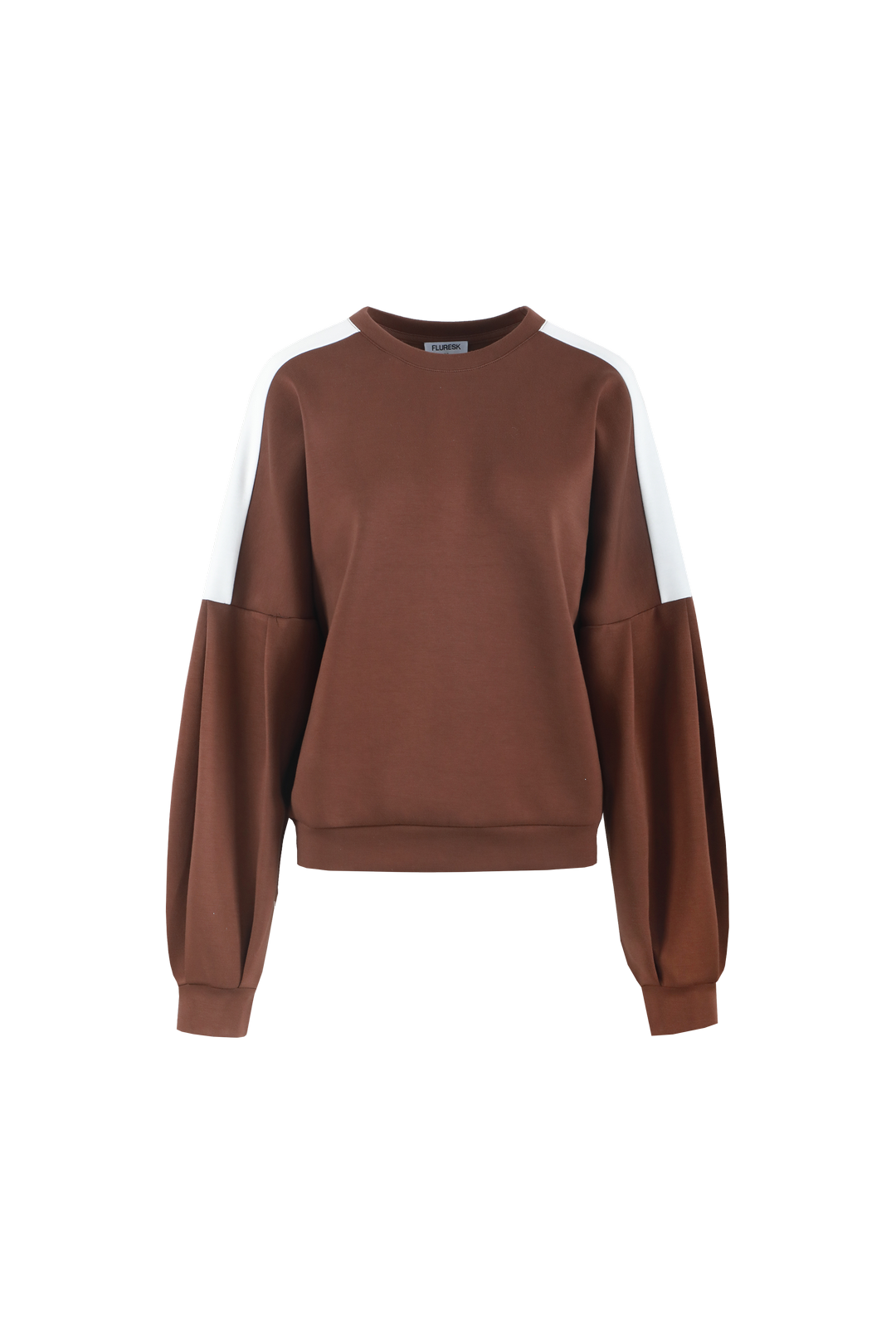 Fluresk sweater bruin met wit detail model Keilani mocha brown