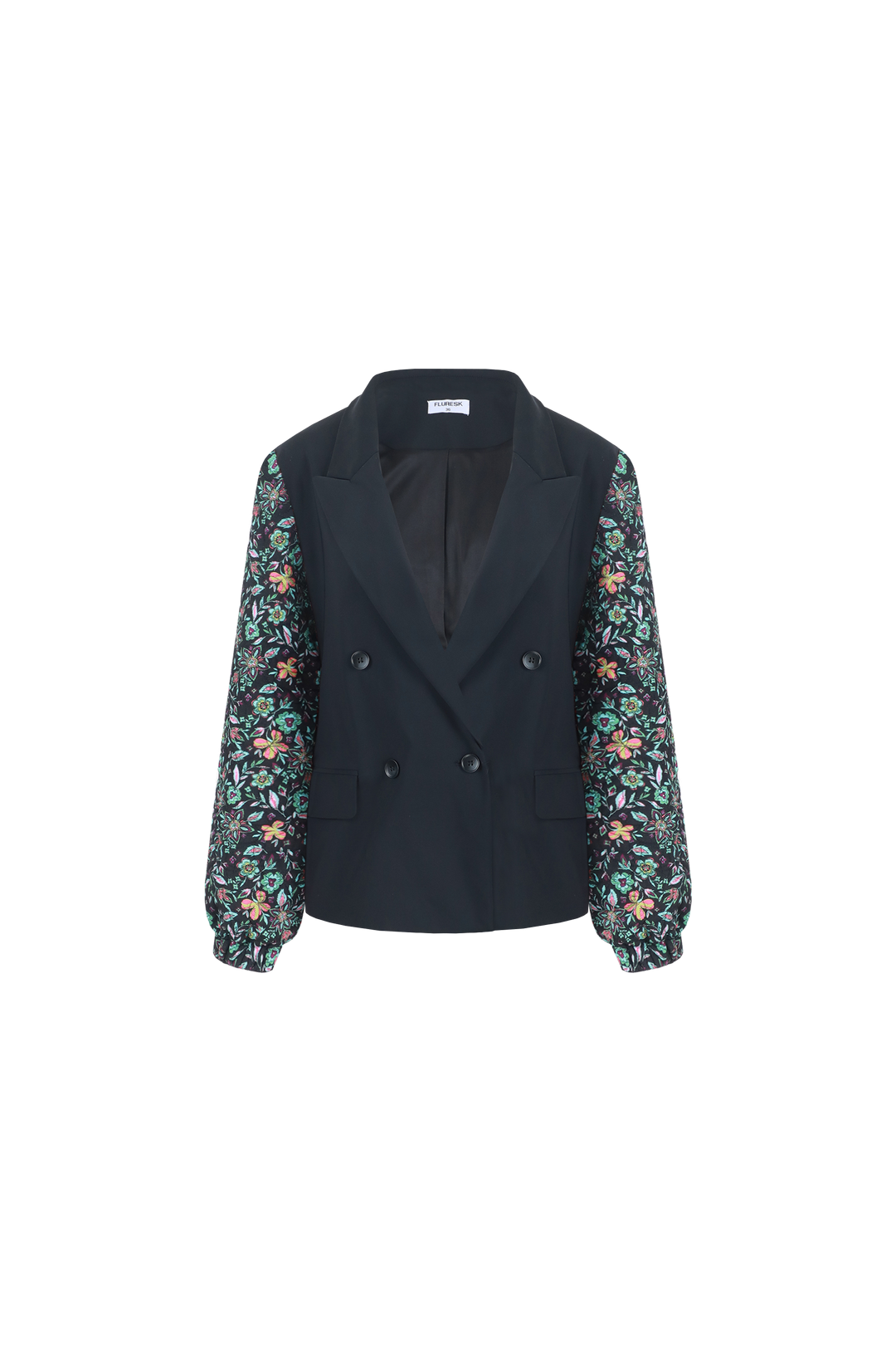 Fluresk blazer zwart met print mouw model Myrha