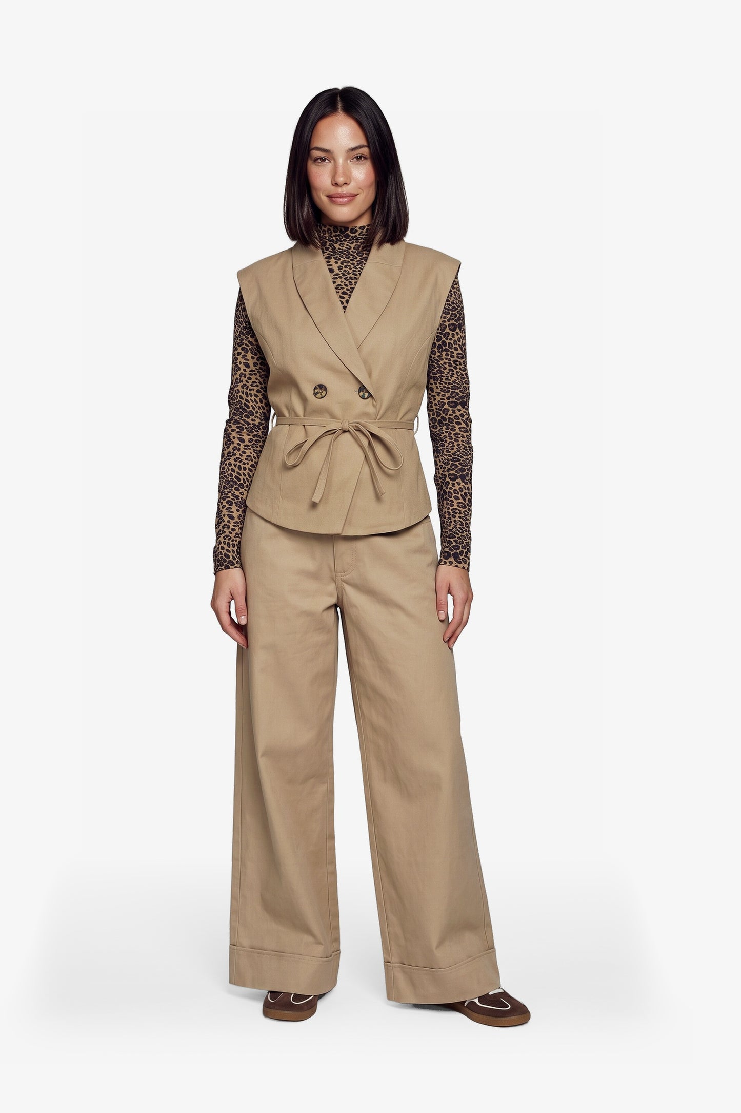 Fluresk broek zandkleur beige model Sien pants Khaki 26NQF27