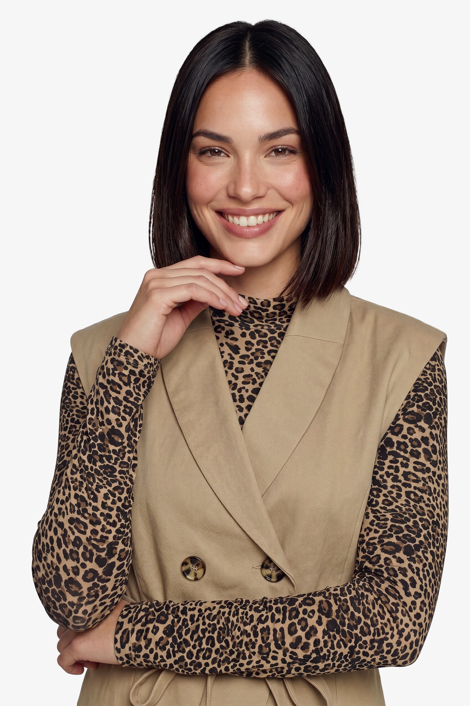 Fluresk gilet zand kleurig beige model Luen 26NQF29