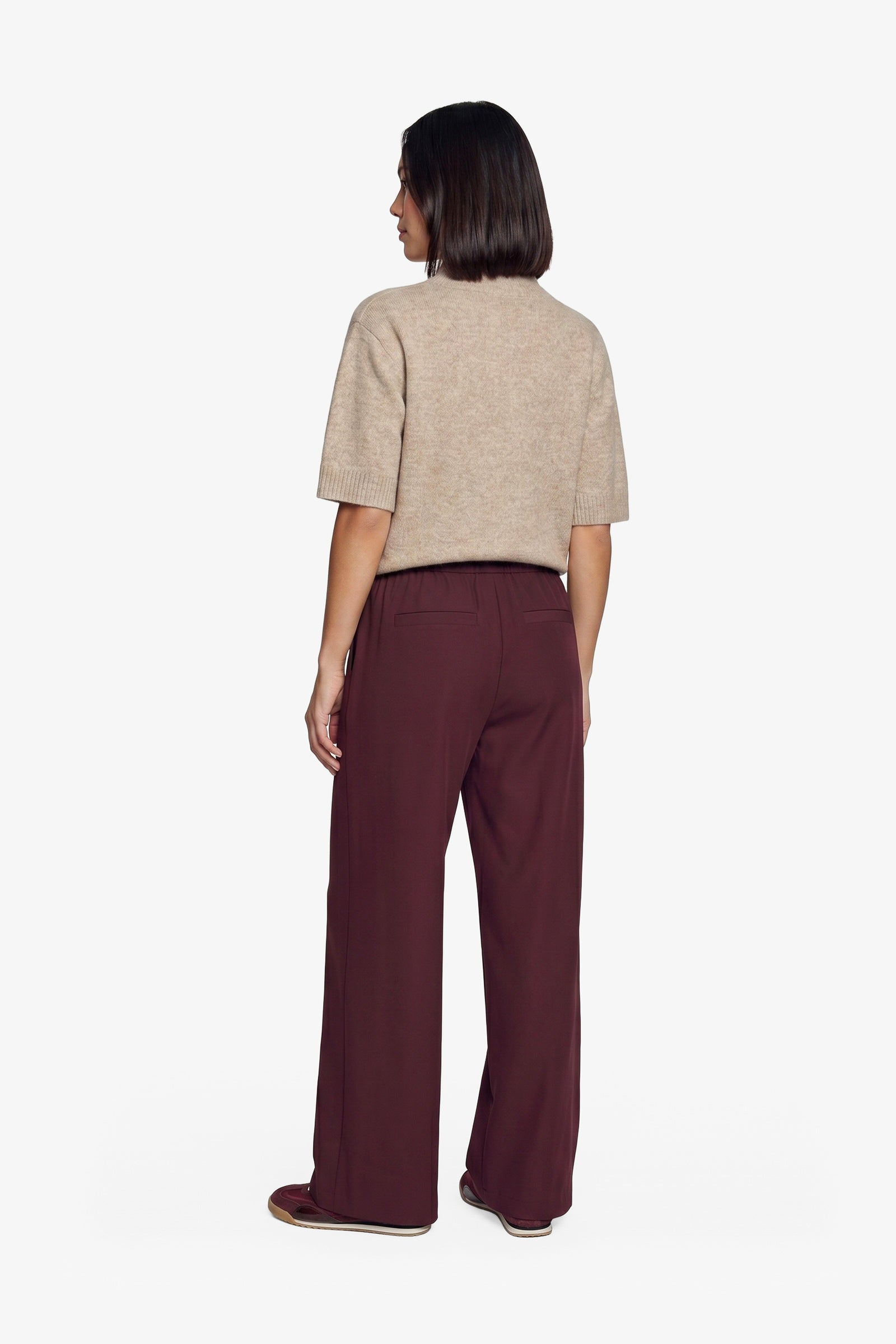 Fluresk trui korte mouw zandkleur model Khaki Ise knit top 26NVF01