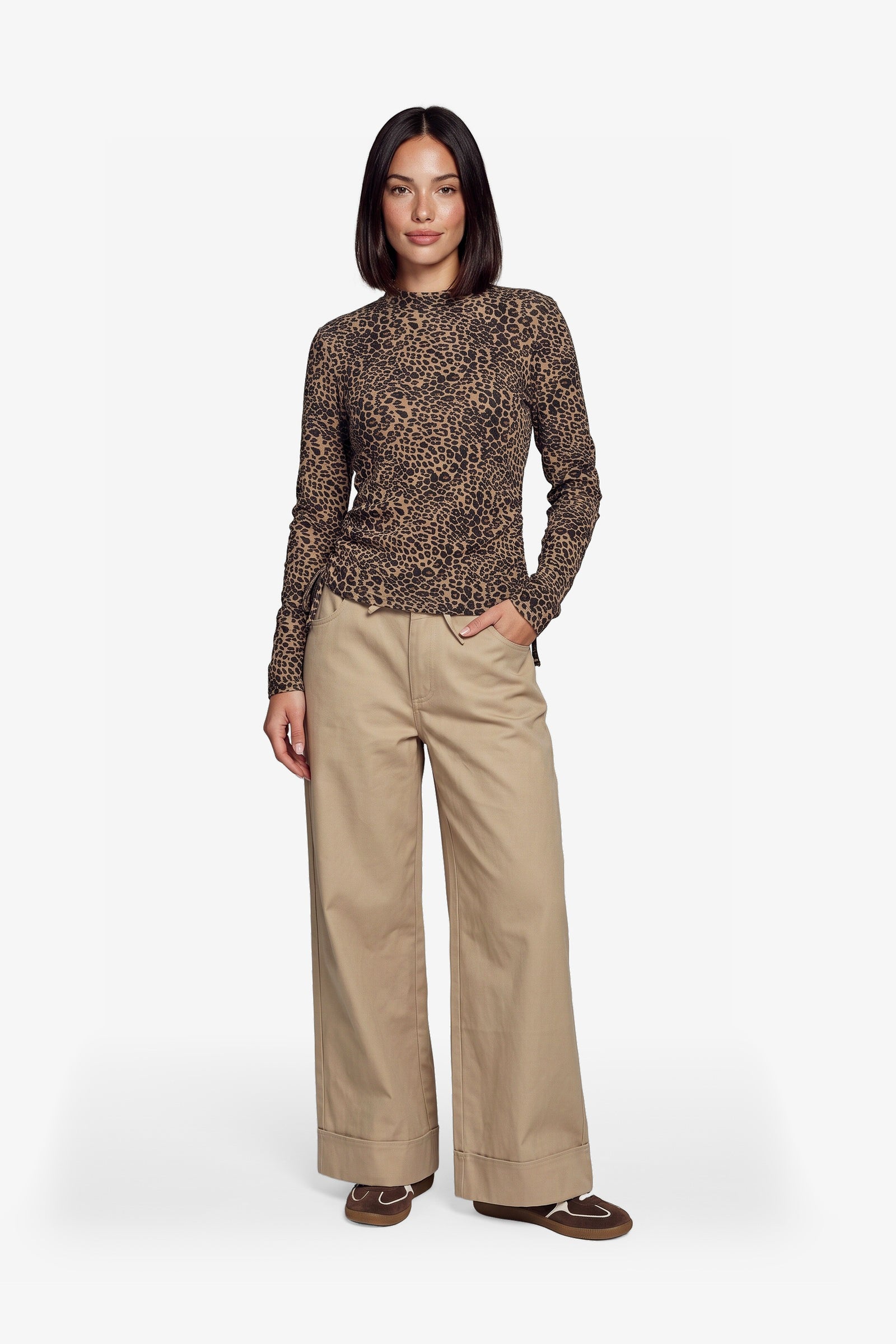 Fluresk longsleeve panterprint model ima top khaki print 26NZF09