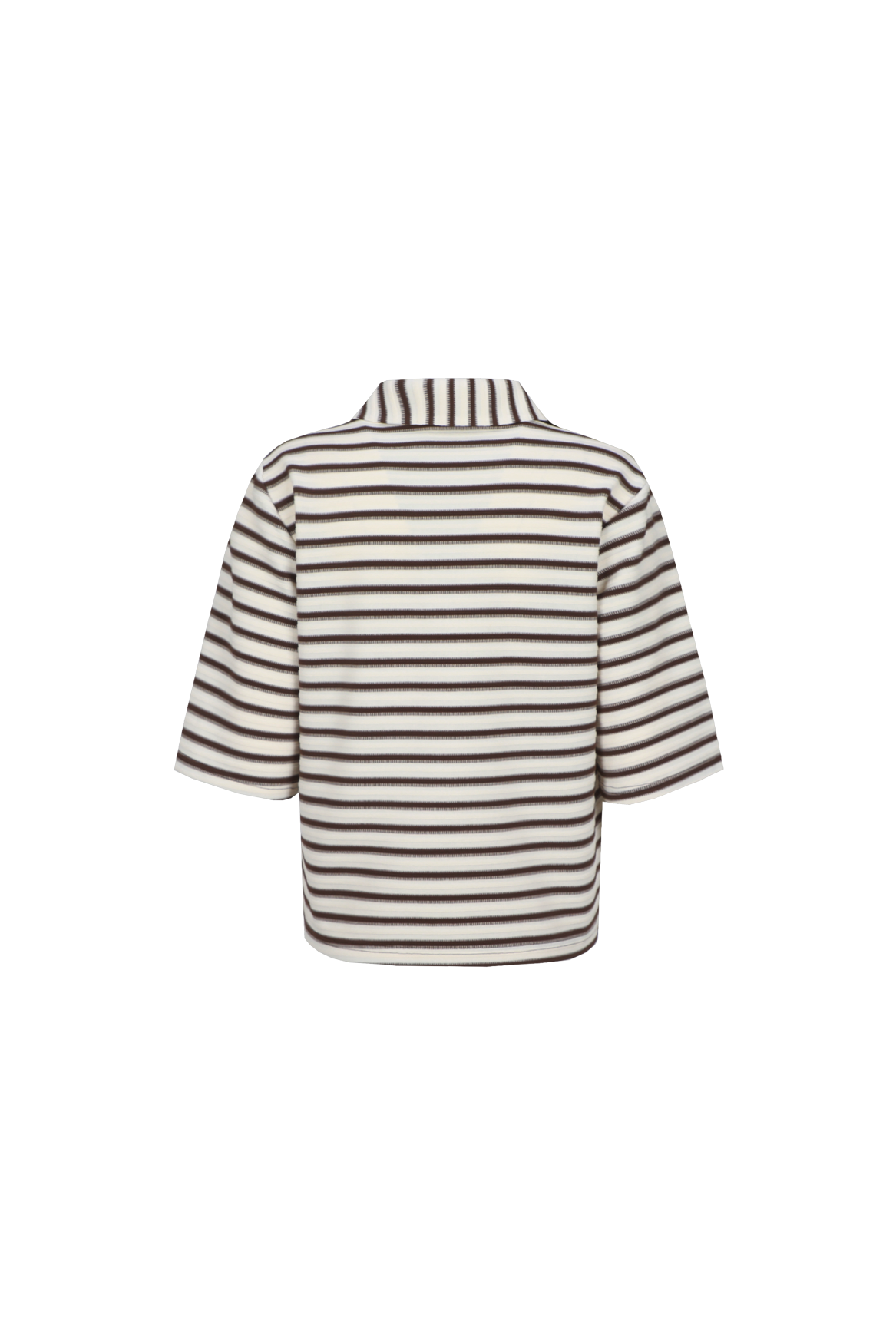 Fluresk shirt polo strepen beige en bruin model Clyde top dark chocolate