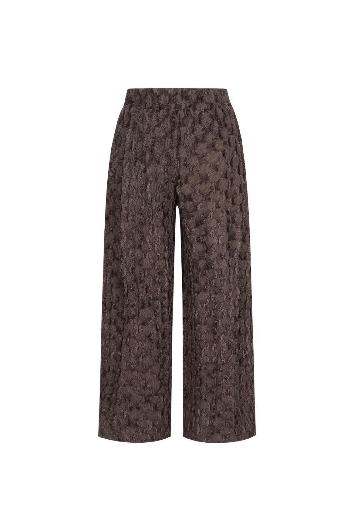 Fluresk broek bruin met ruffle structuur model Loa dark chocolate