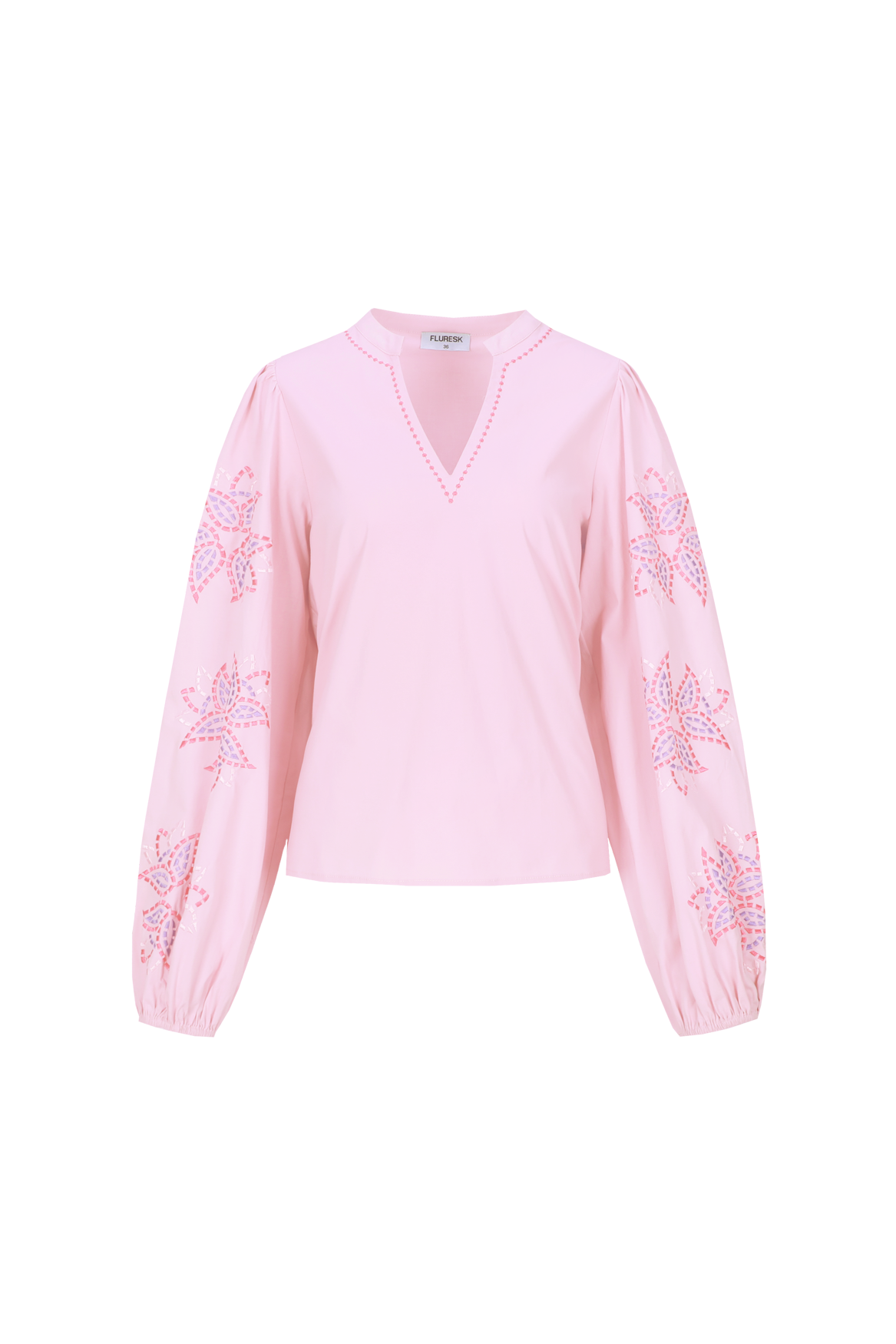 Fluresk blouse licht roze met borduursel model Talina top soft pink