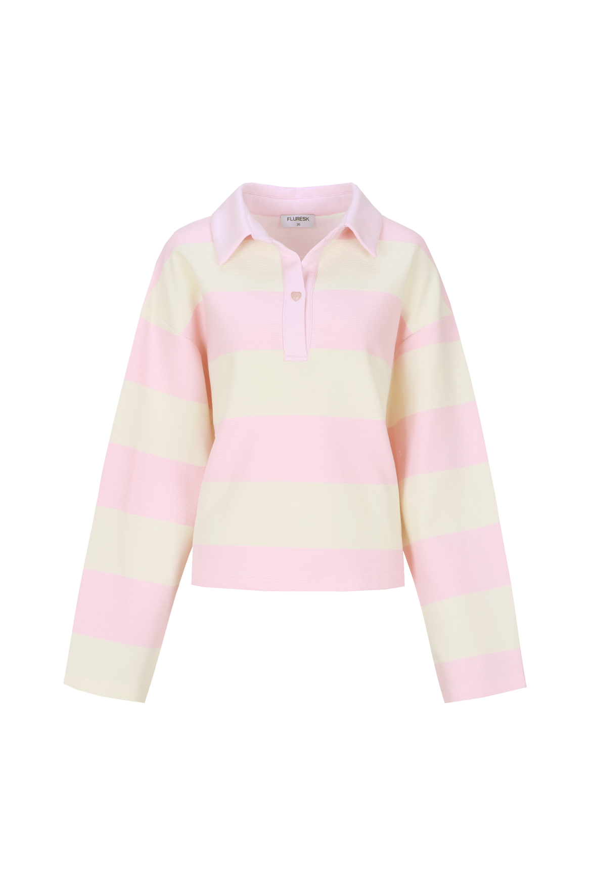Fluresk polo trui offwhite roze gestreept model Zeyna sweater soft pink