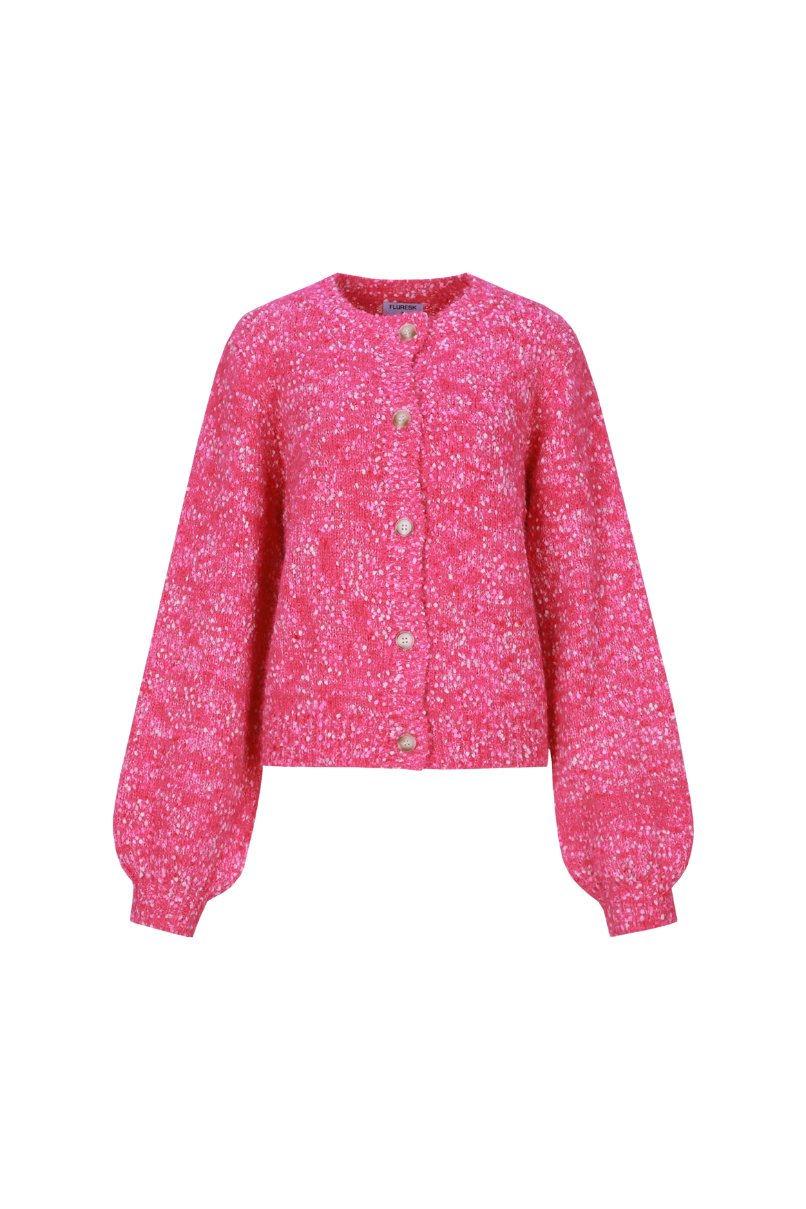 Fluresk vest roze boucle model Brisa knit sweater berry fuchsia