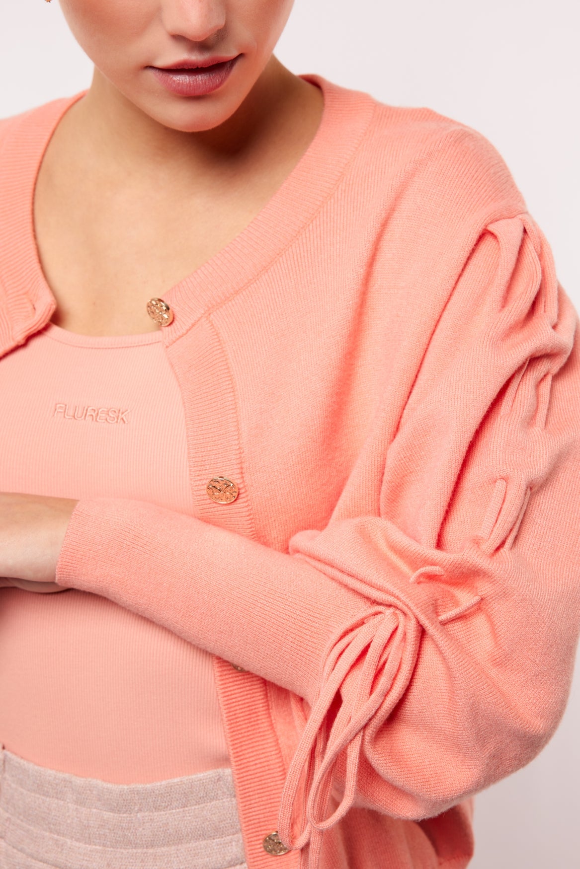 Fluresk vest oranje model Vayda pastel peach 26VLF08