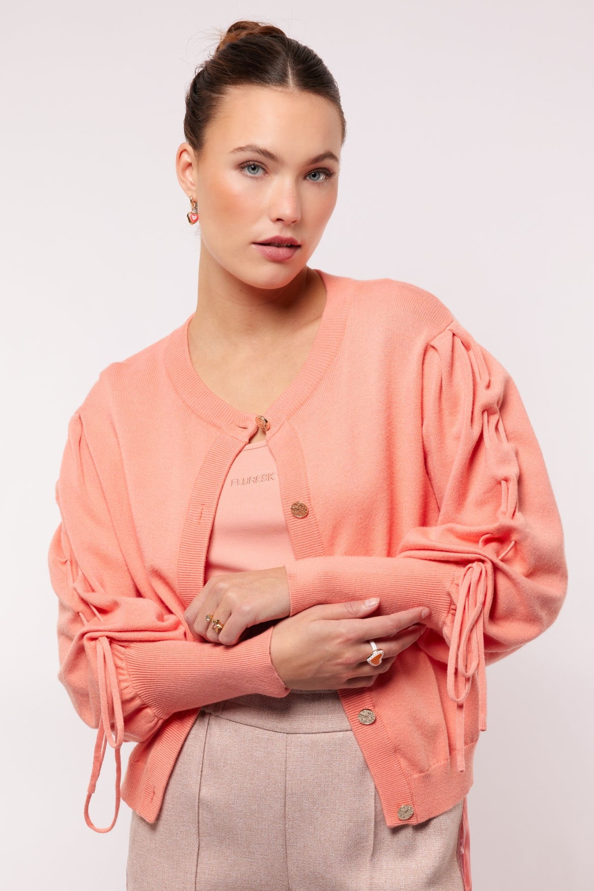 Fluresk vest oranje model Vayda pastel peach 26VLF08