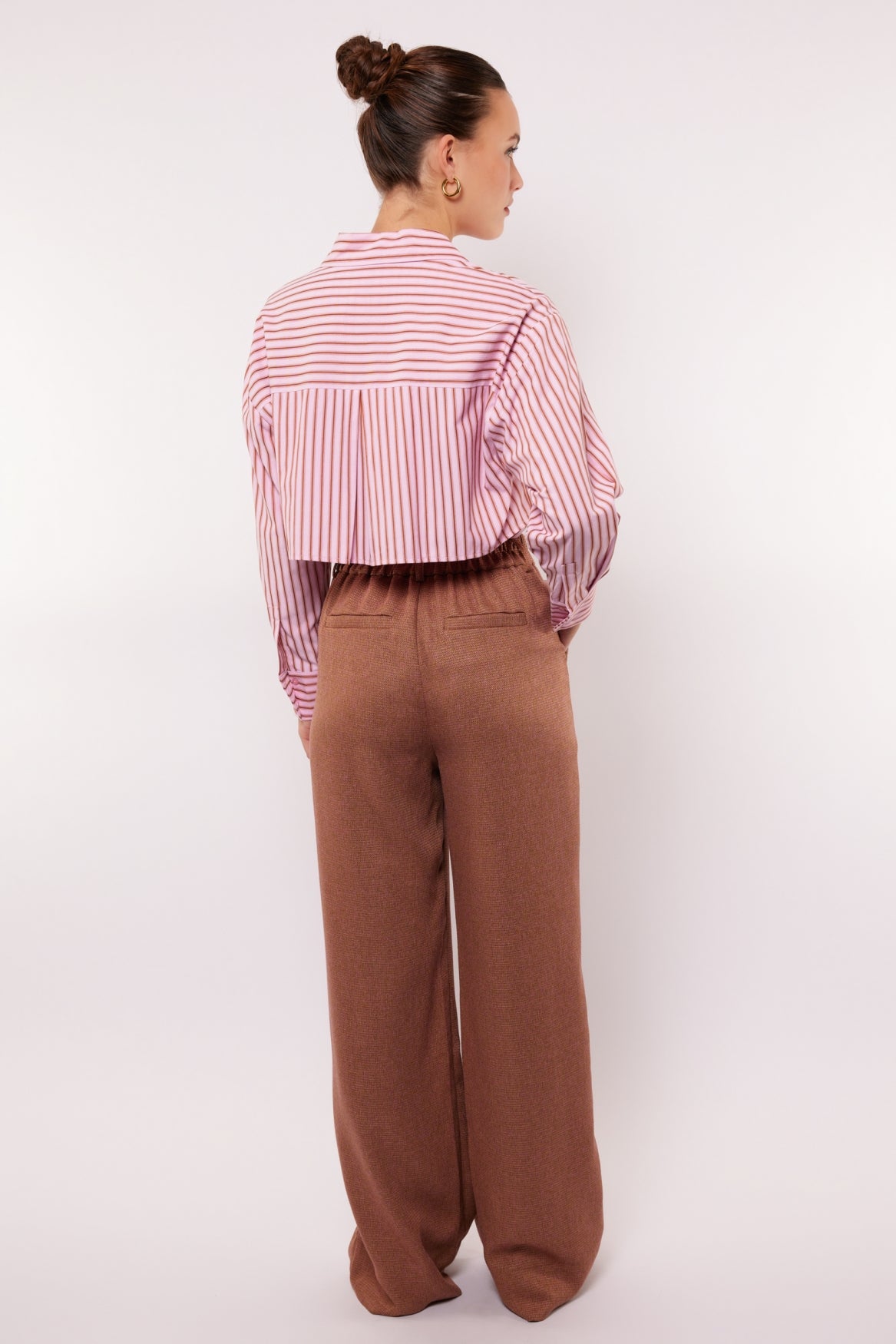 Fluresk pantalon camel met roze gemeleerd model Ronja pants Tawney