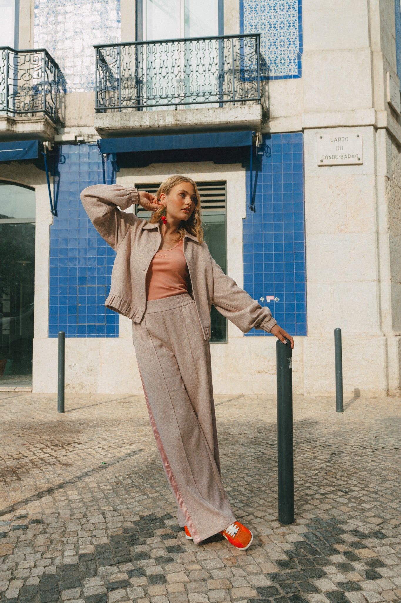 Fluresk broek pastel peach model Nyx pants licht oranje 26VQF28