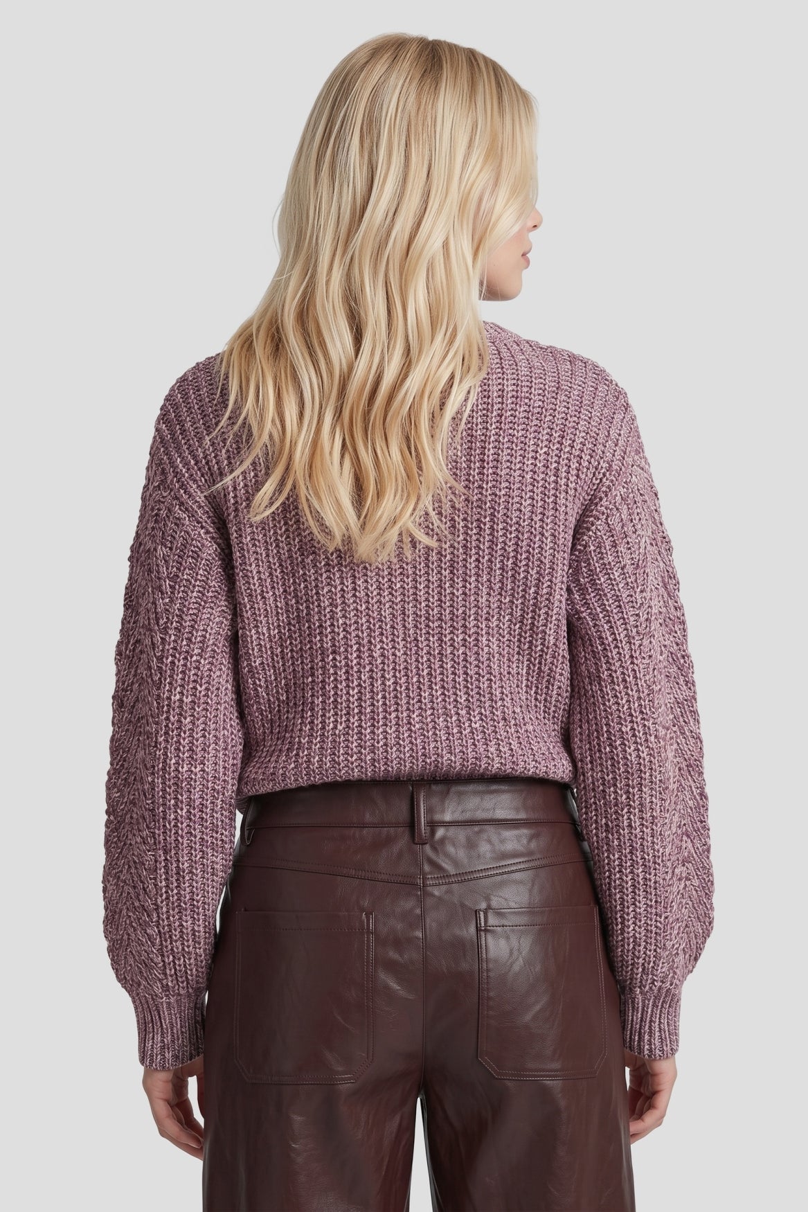 Fluresk trui roze met bruin gemeleerd model Fenni knit sweater mocha brown en piggy pink