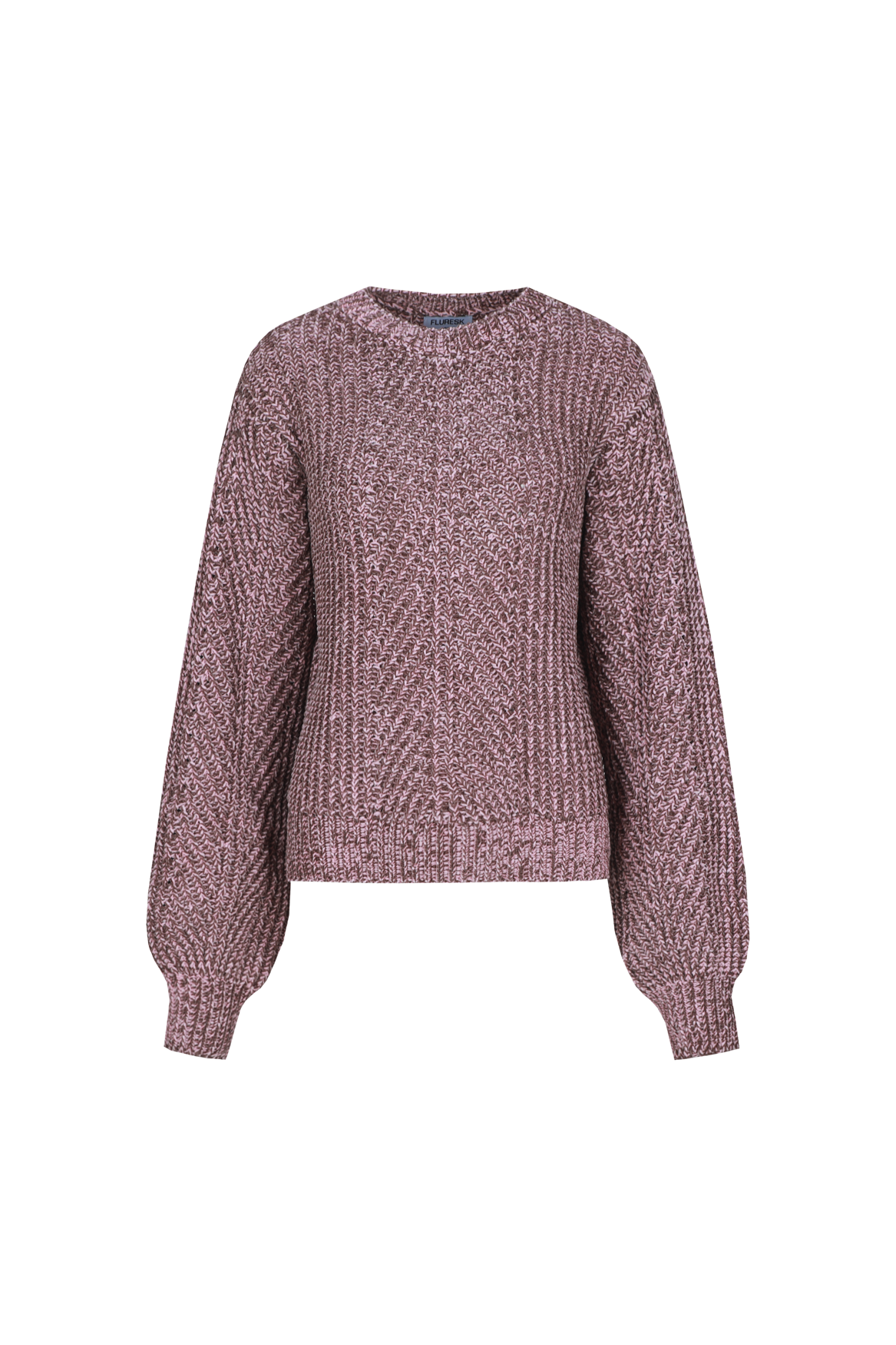 Fluresk trui roze met bruin gemeleerd model Fenni knit sweater mocha brown en piggy pink