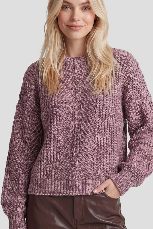 Fluresk trui roze met bruin gemeleerd model Fenni knit sweater mocha brown en piggy pink
