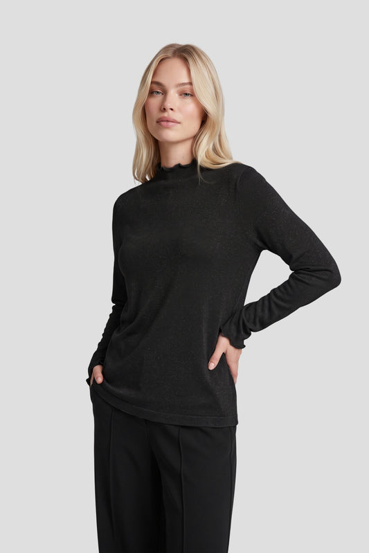 Fluresk trui zwart met glitter model Eira knit top black