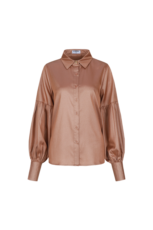 Fluresk gouden blouse glans model Carlijn gold