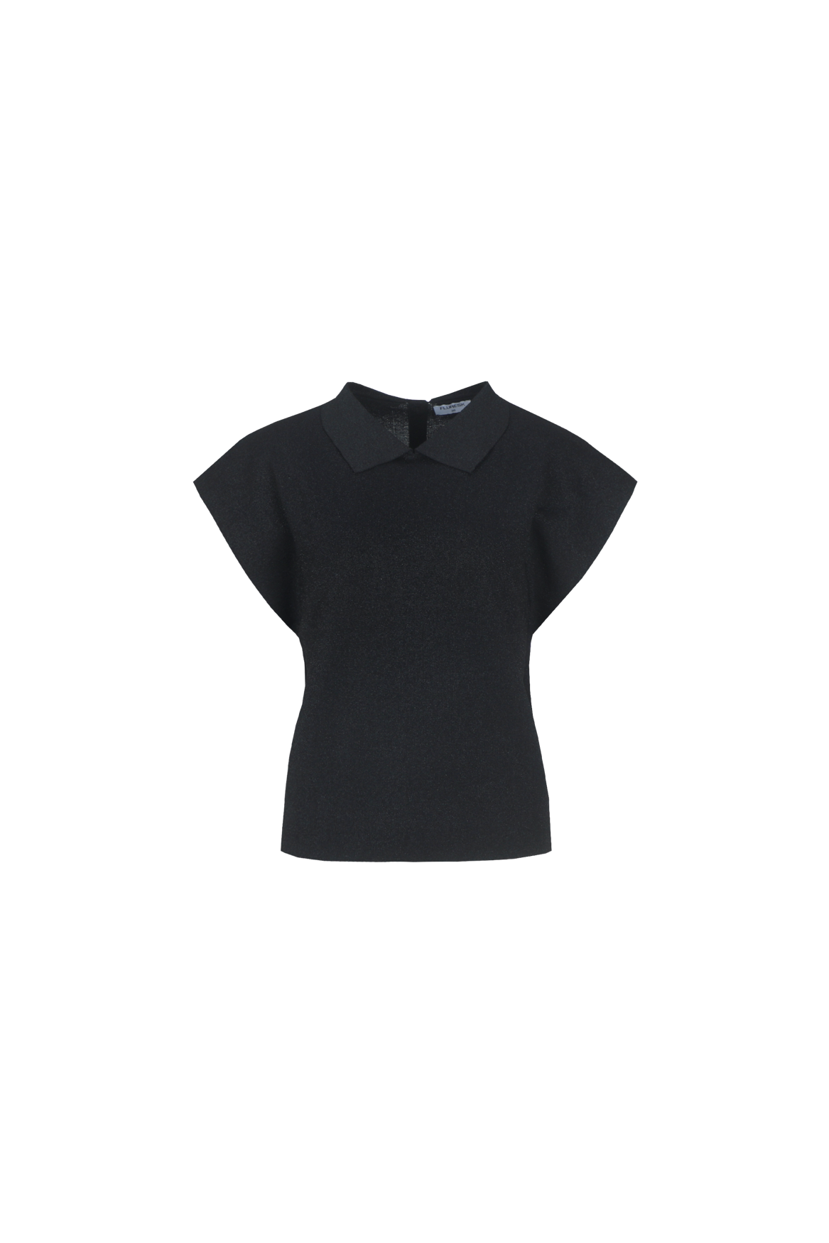 Fluresk spencer zwart met kraagje en glitter Emi knit top black
