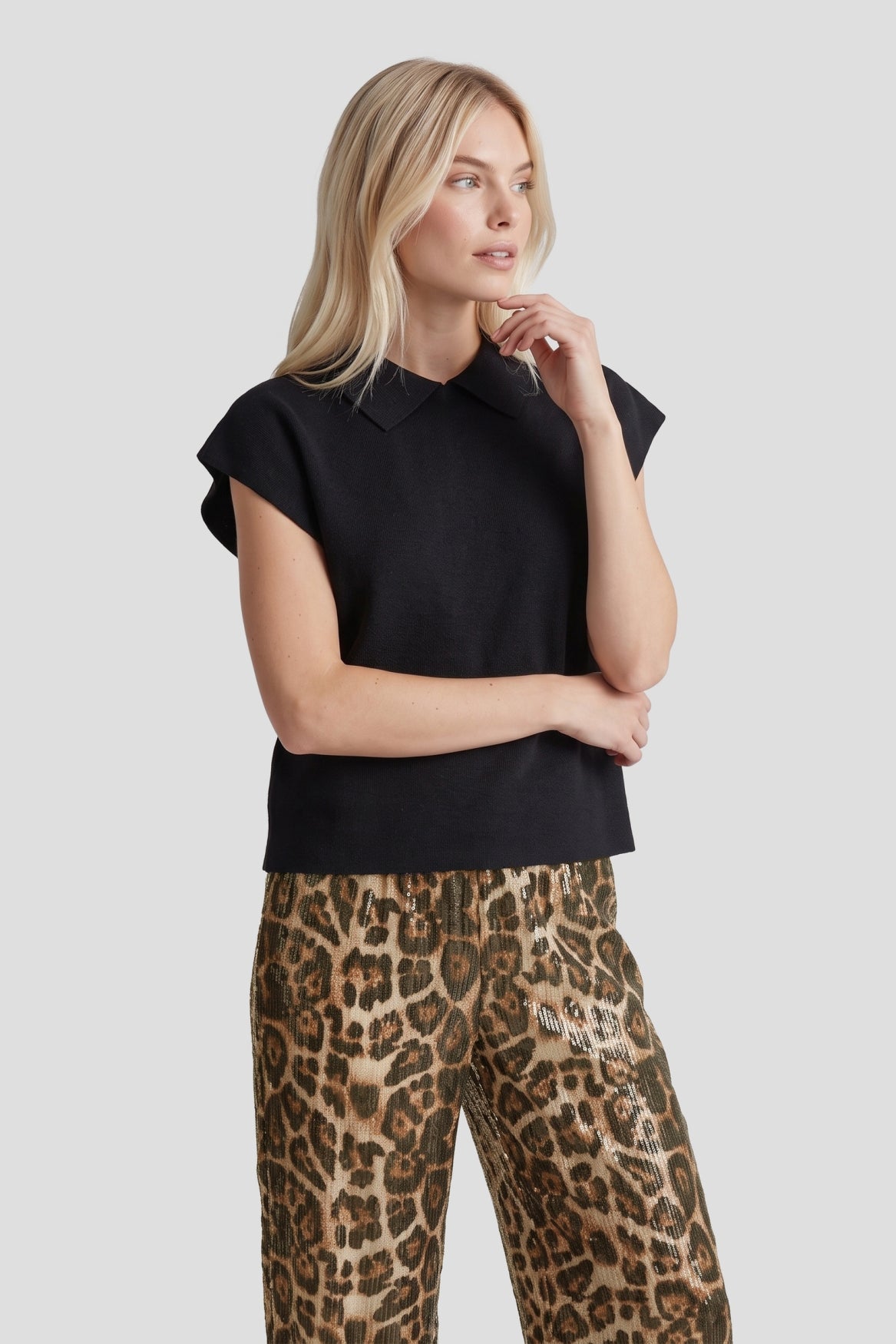 Fluresk spencer zwart met glitter Emi knit top black