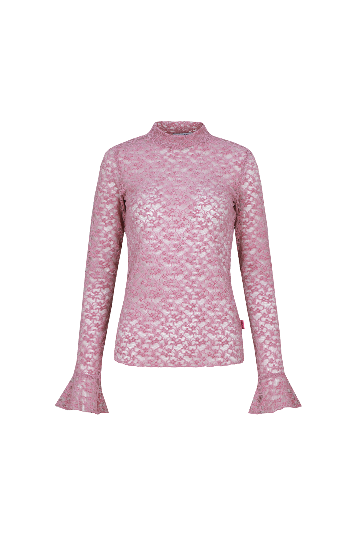 Fluresk kanten longsleeve roze model Leena top Piggy Pink
