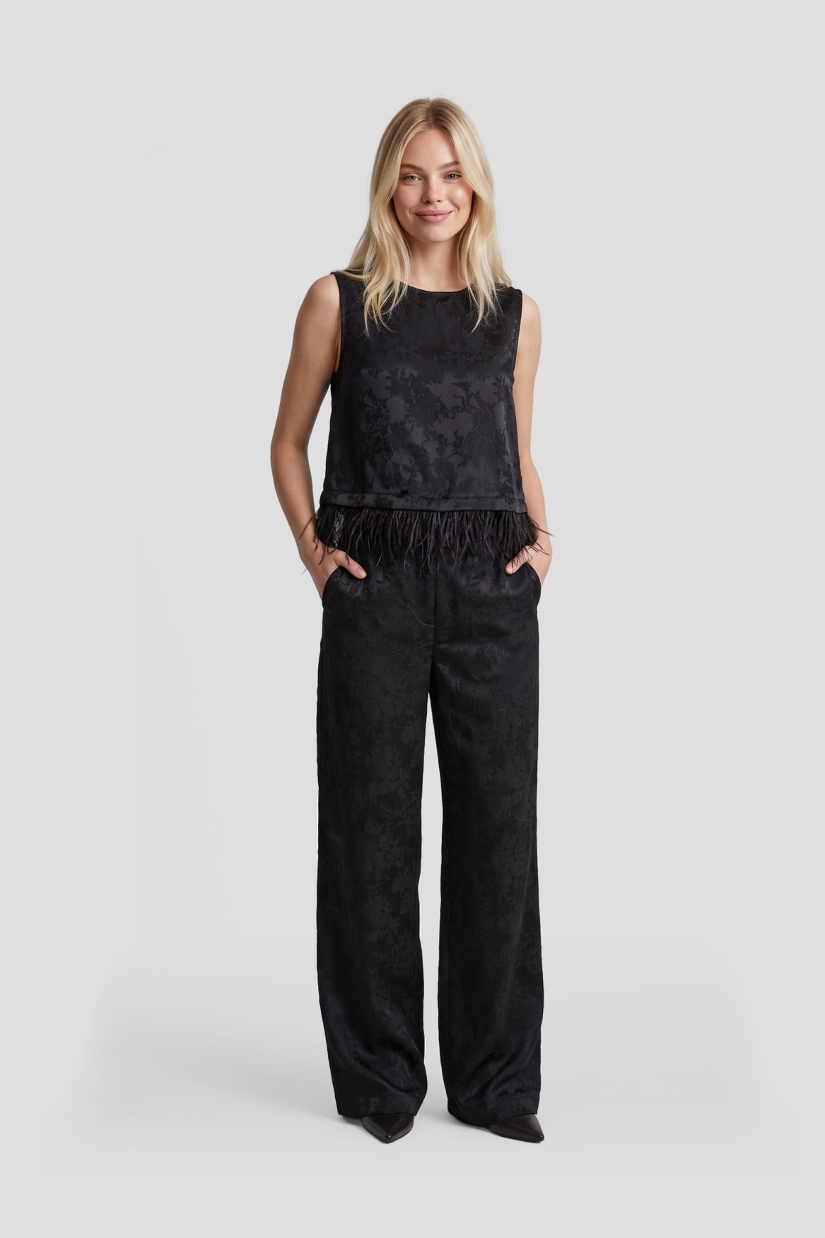 Fluresk broek zwart met print model Marly pants black