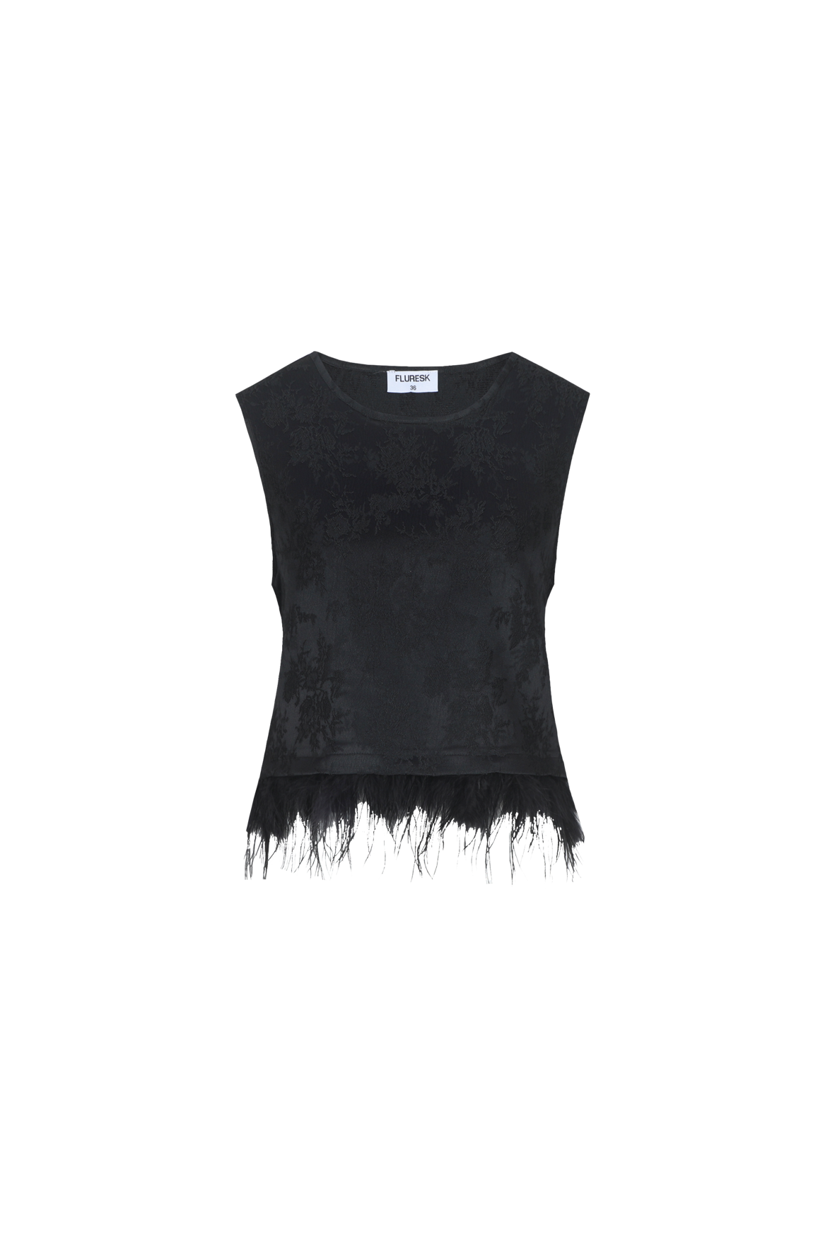 Fluresk top zwart met veren model Ilfa black