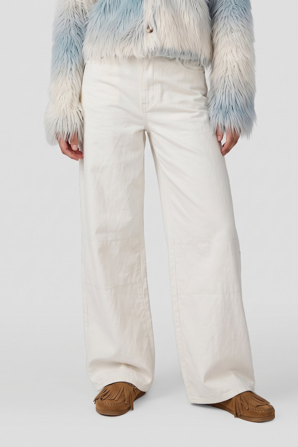Fluresk leather look broek kiezel model Roza pants dusty wood