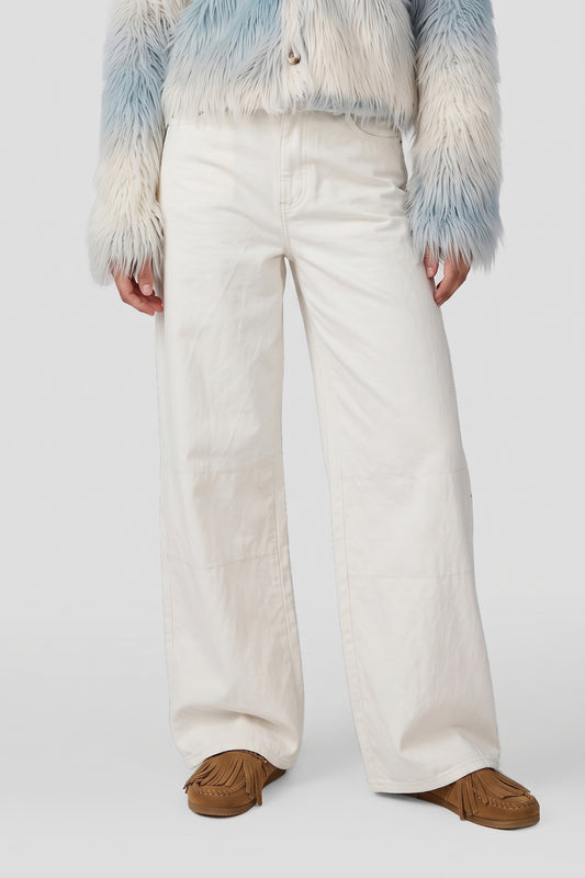 Fluresk leather look broek kiezel model Roza pants dusty wood