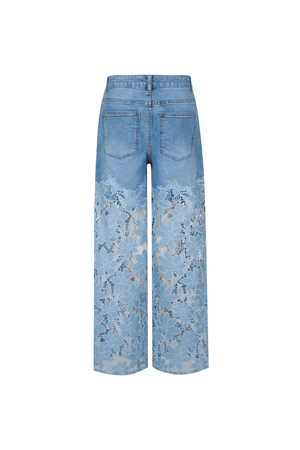 Fluresk jeans met kant blauw ella pants mid blue denim