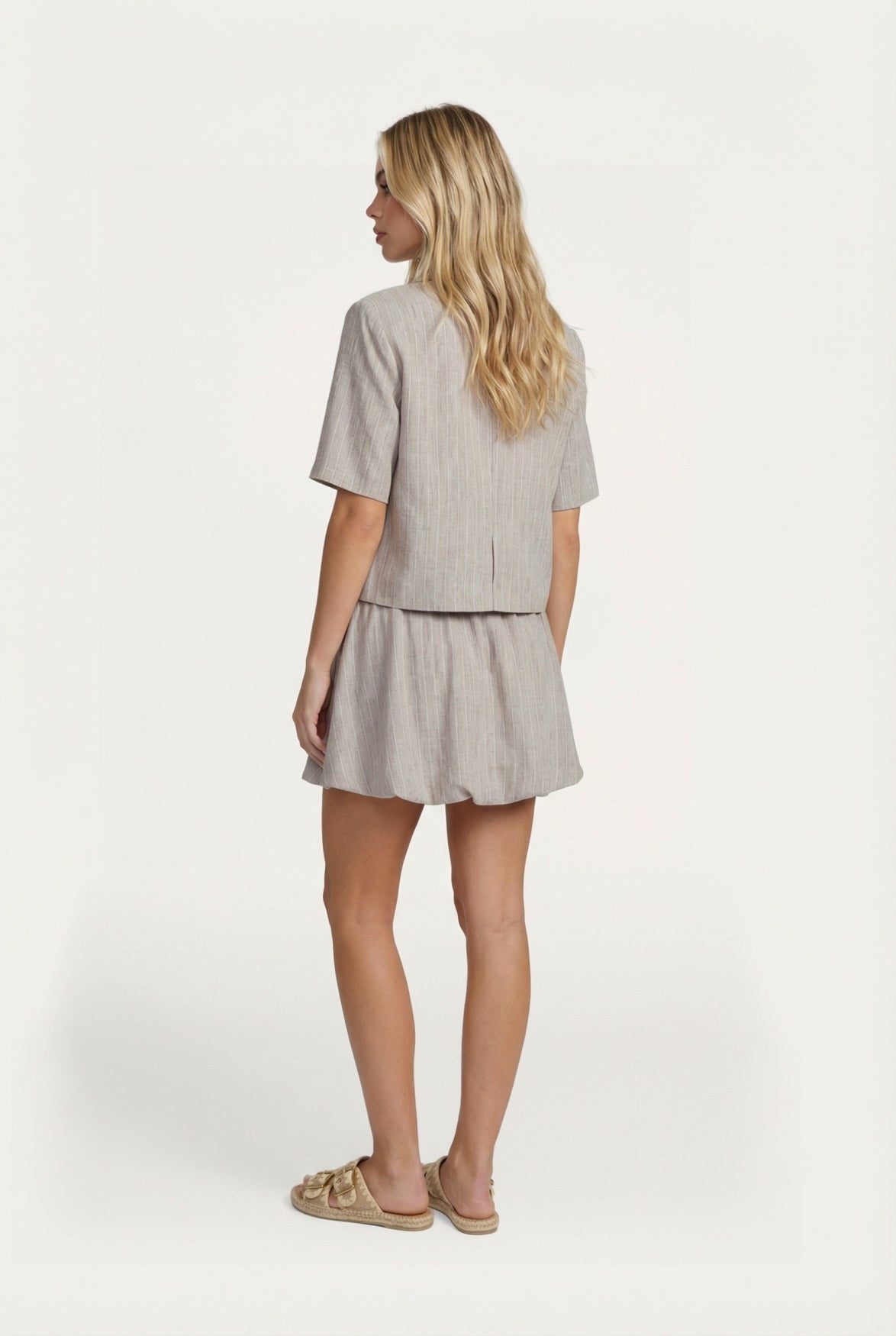 Fluresk rok beige met lurex pinstripe model Naime skirt walnut