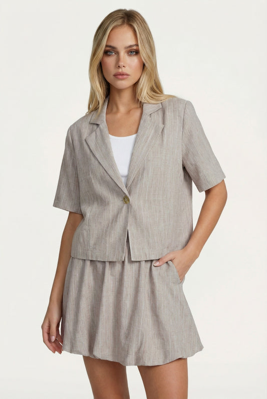 Fluresk rok beige met lurex pinstripe model Naime skirt walnut