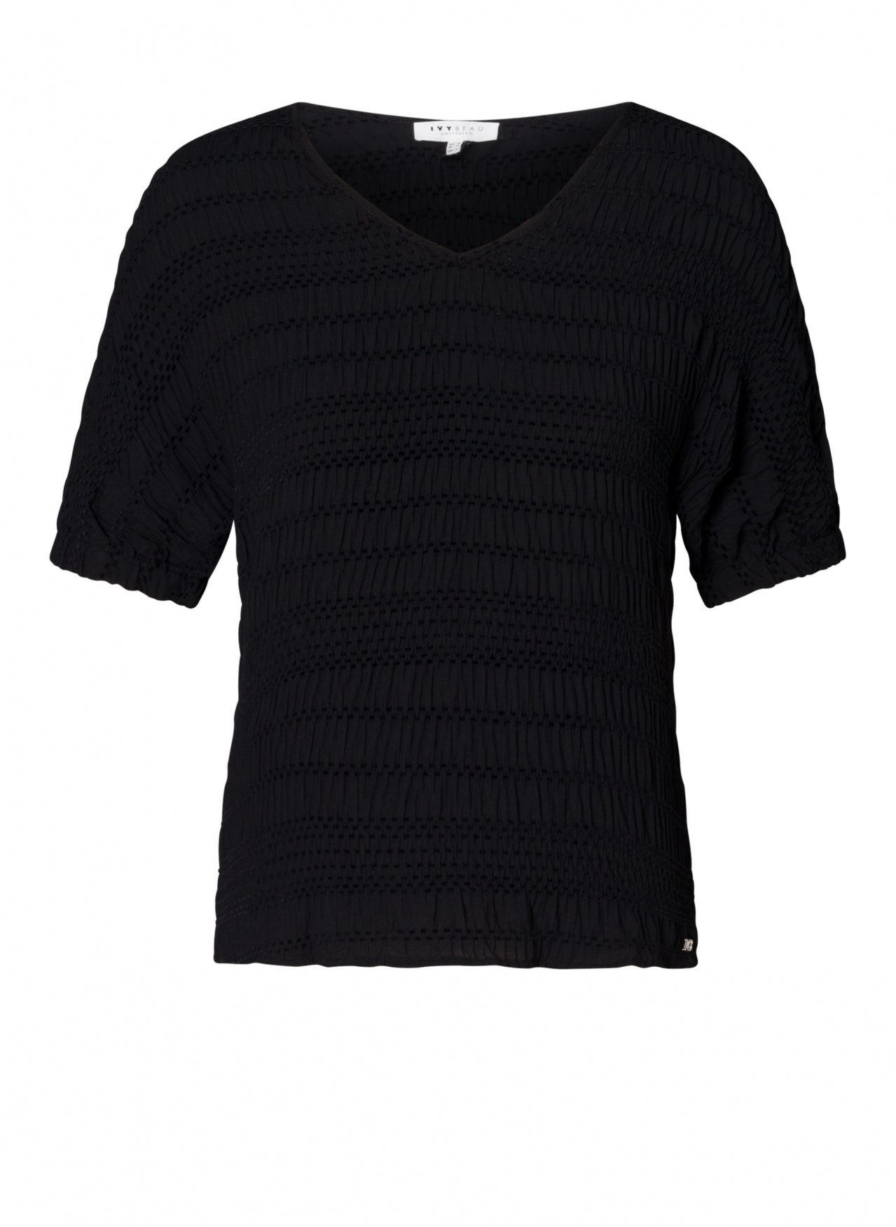 Ivy Beau t-shirt zwart met structuur model Emely black