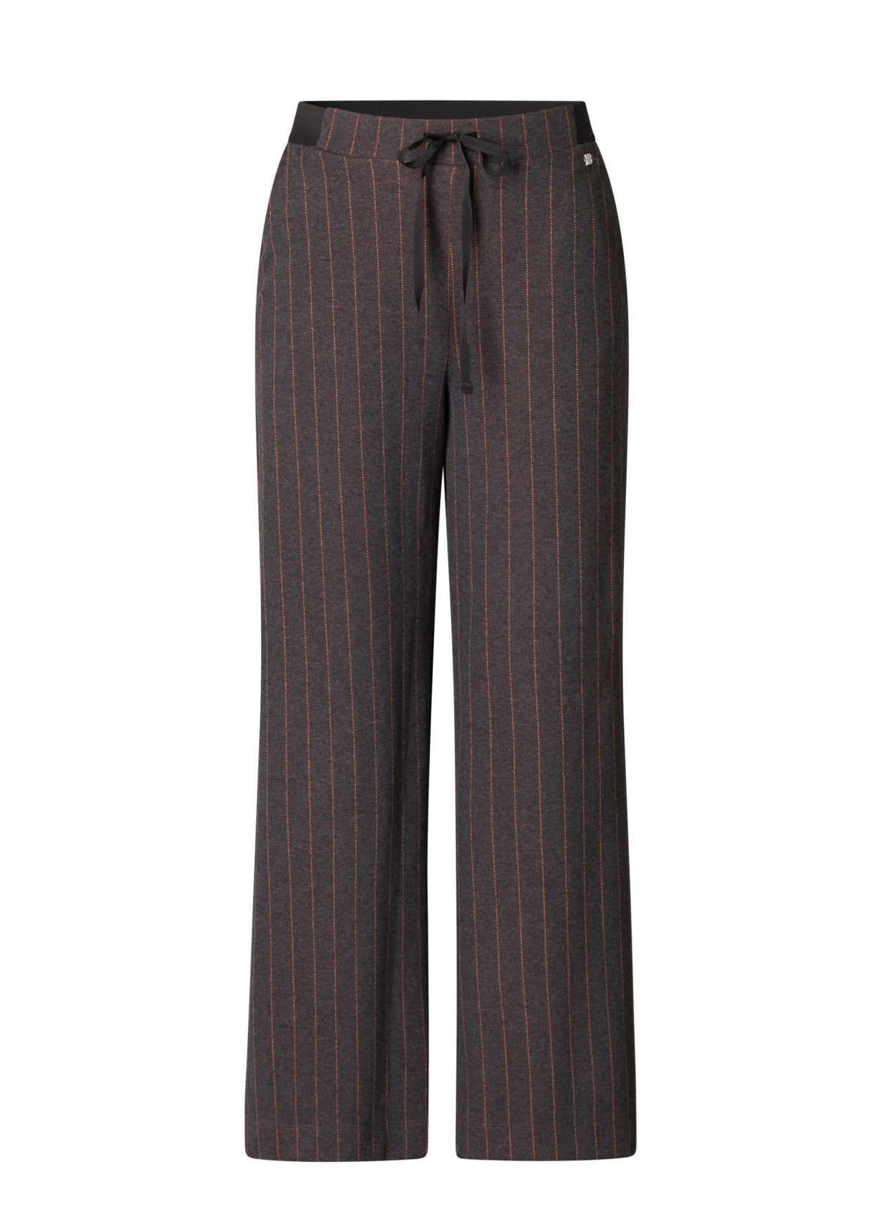 Ivy Beau broek gestreept grijs met oranje model Rovenna grey melange multi orange pinstripe