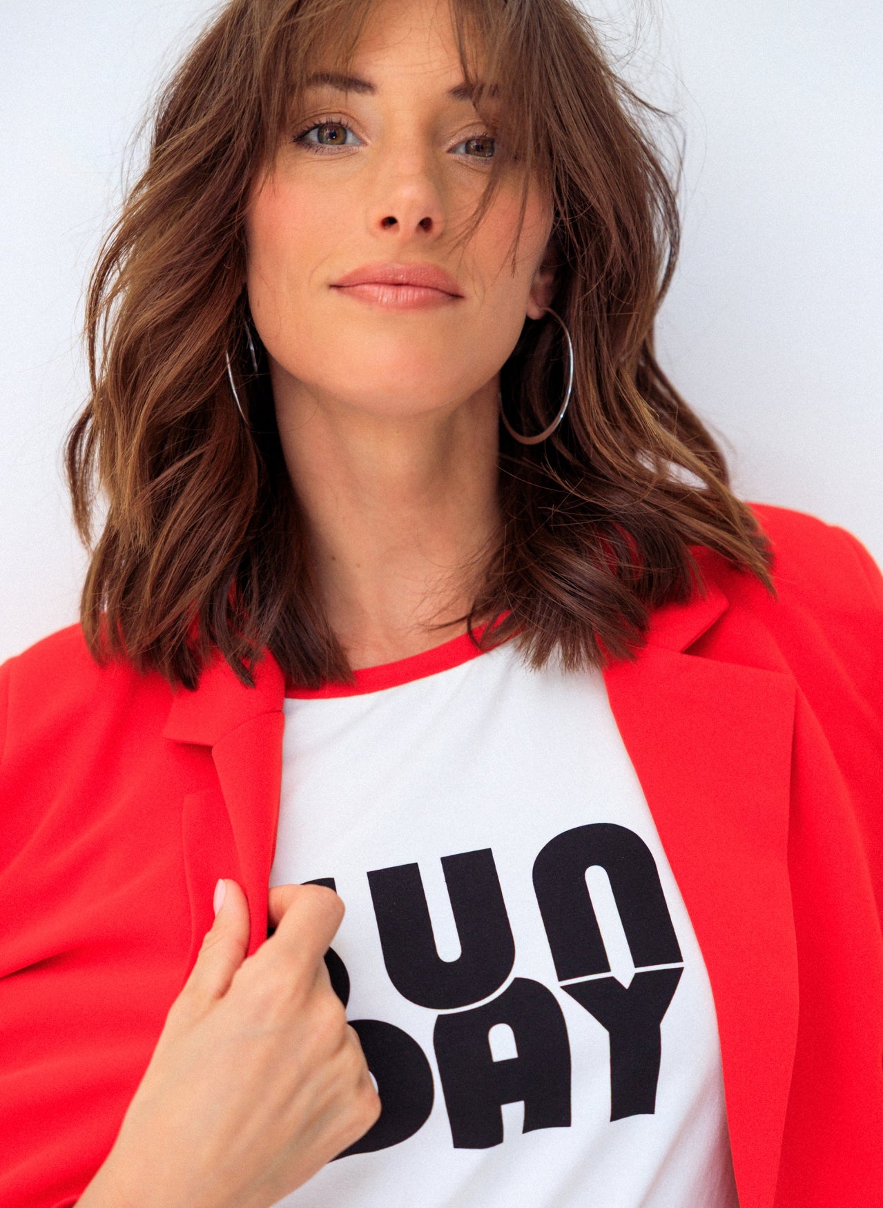 Ivy Beau T-shirt offwhite model Semma wit met rood detail