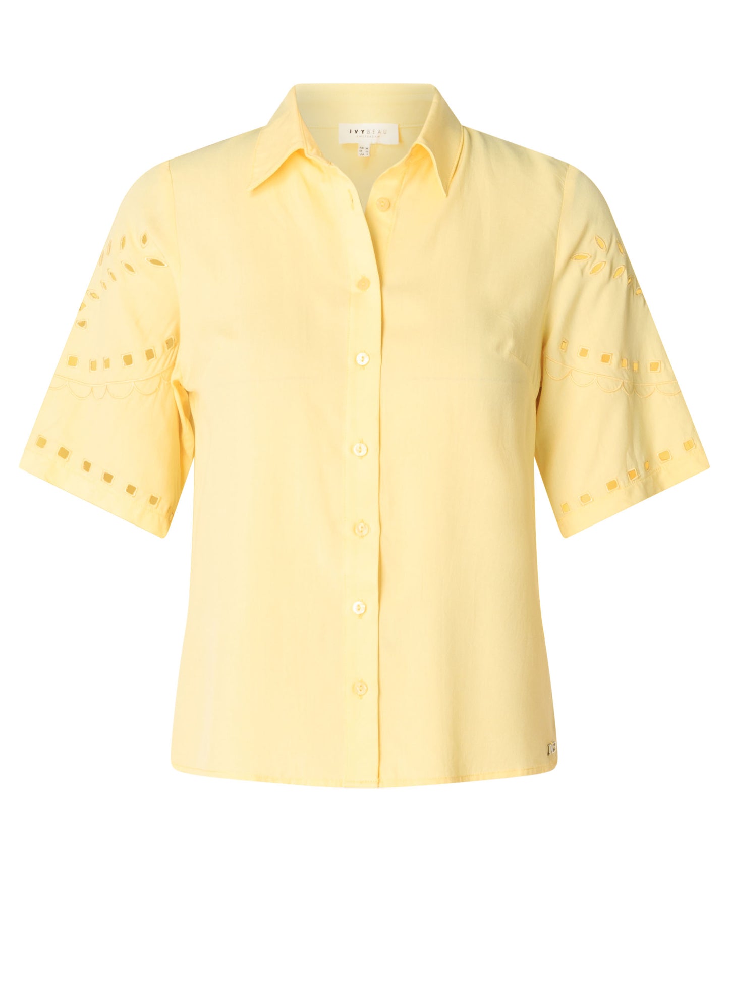 Ivy Beau blouse licht geel korte mouw model Vie Wax Yellow