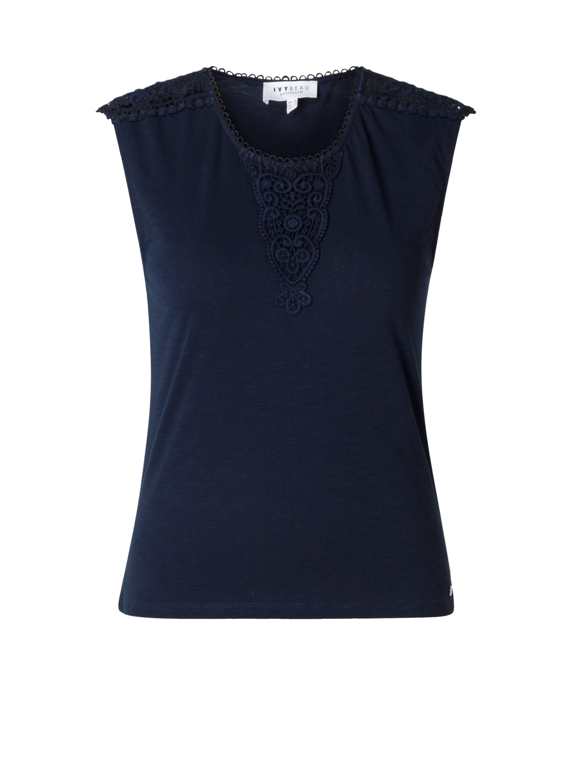 Ivy Beau top donker blauw met kant model Verene midnight blue navy