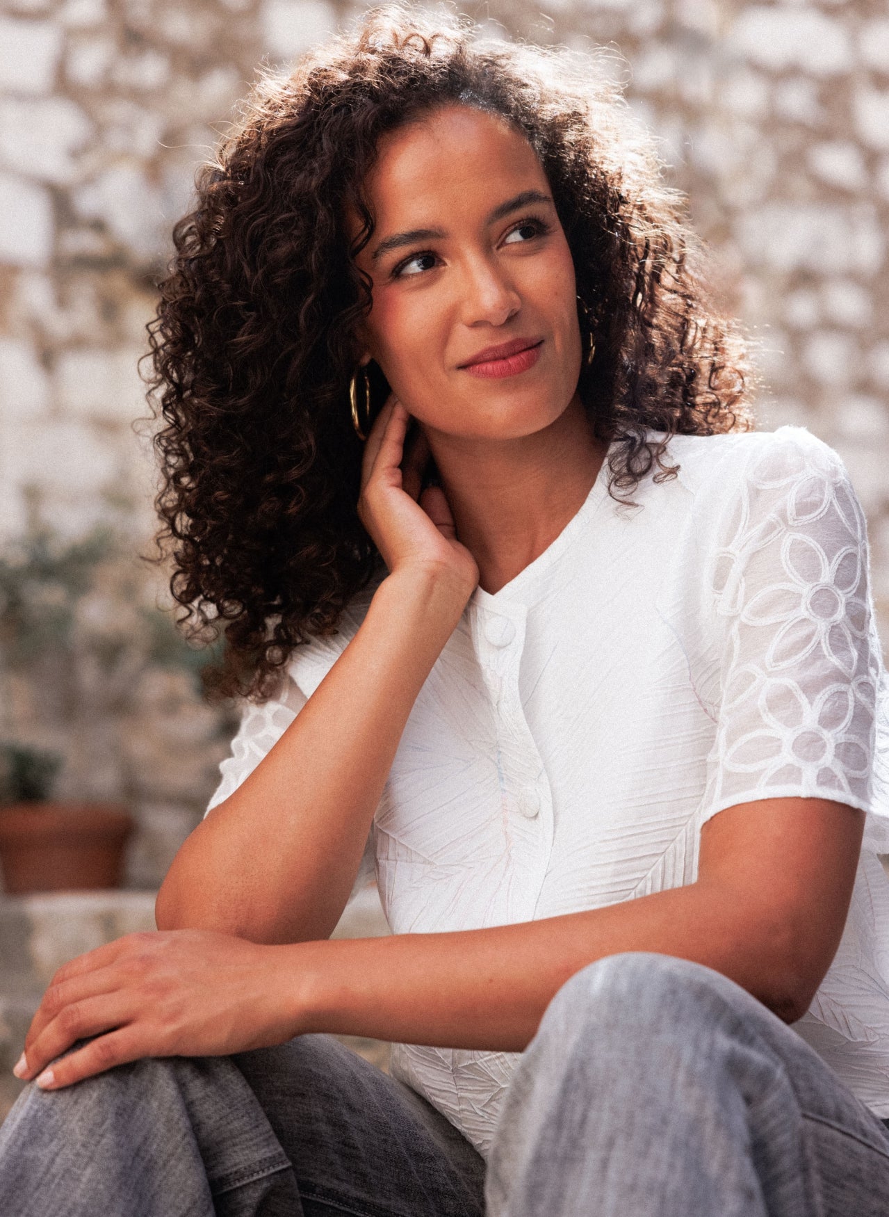 Ivy Beau blouse wit met structuur model Giullia white
