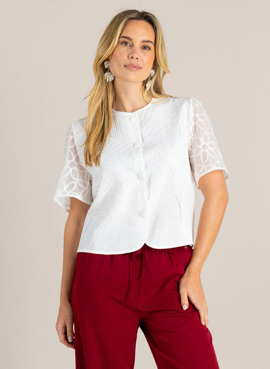 Ivy Beau blouse wit met structuur model Giullia white