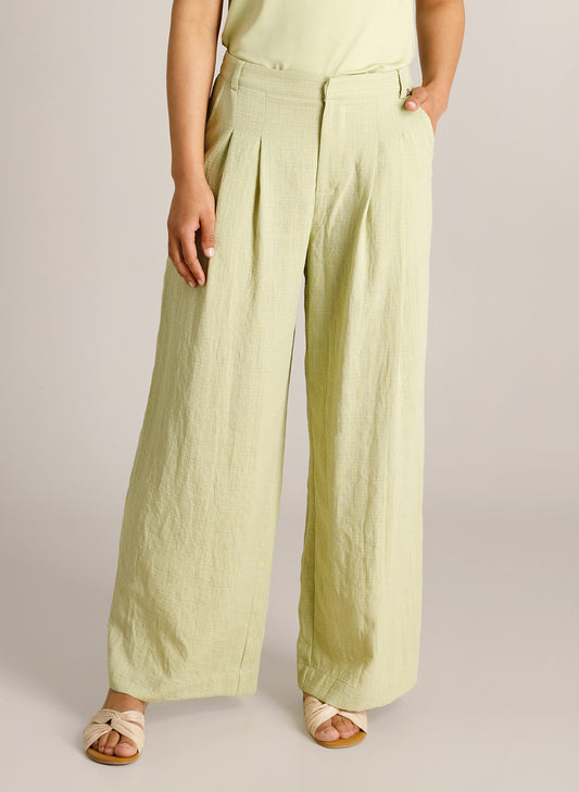 Ivy Beau broek groen met bandplooi model Ceyda pistachio