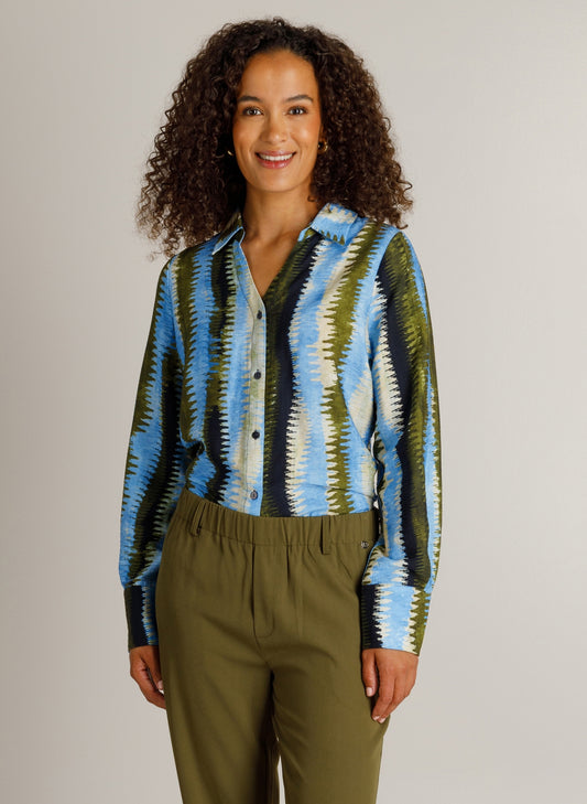 Ivy Beau blouse blauw met groene print model Huda Sky Blue 4201166