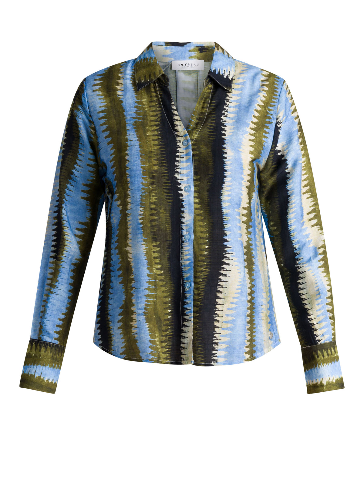 Ivy Beau blouse blauw met groene print model Huda Sky Blue 4201166