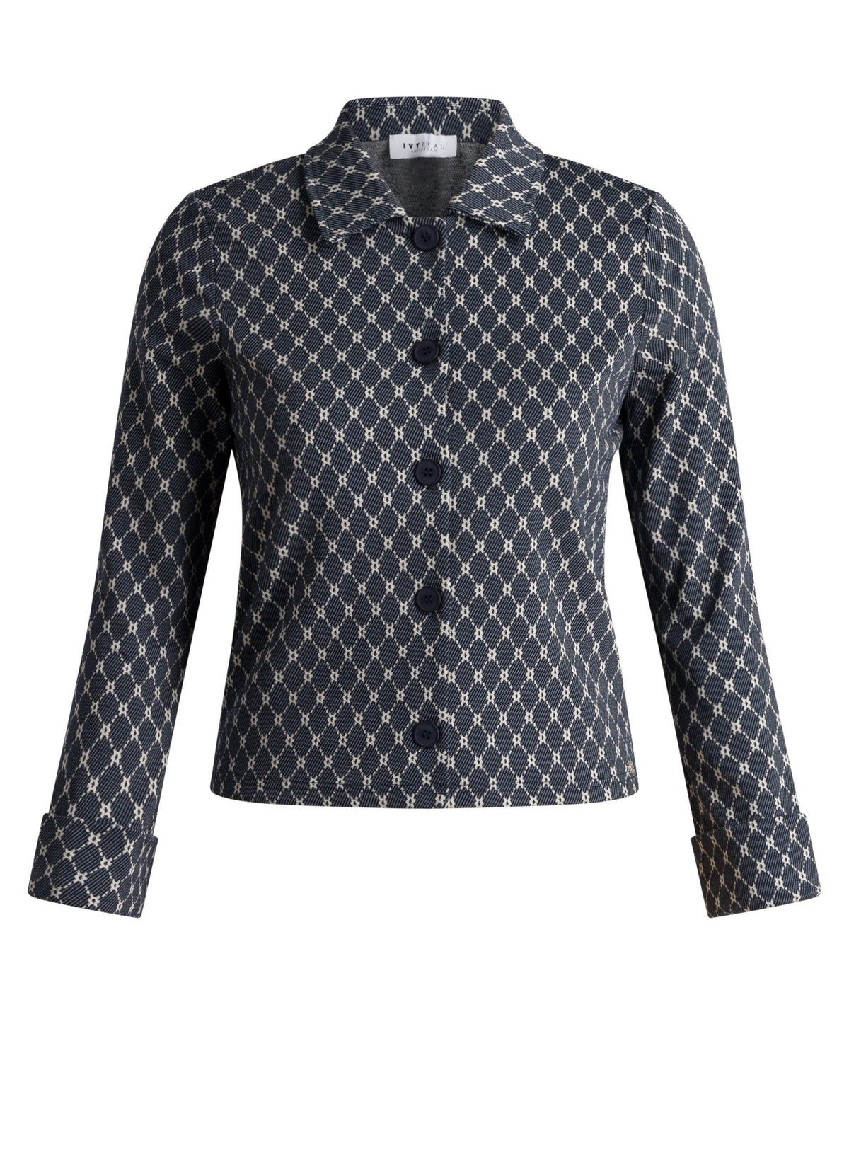 Ivy Beau jasje vest donkerblauw met witte print model Hifa dark blue 4201169