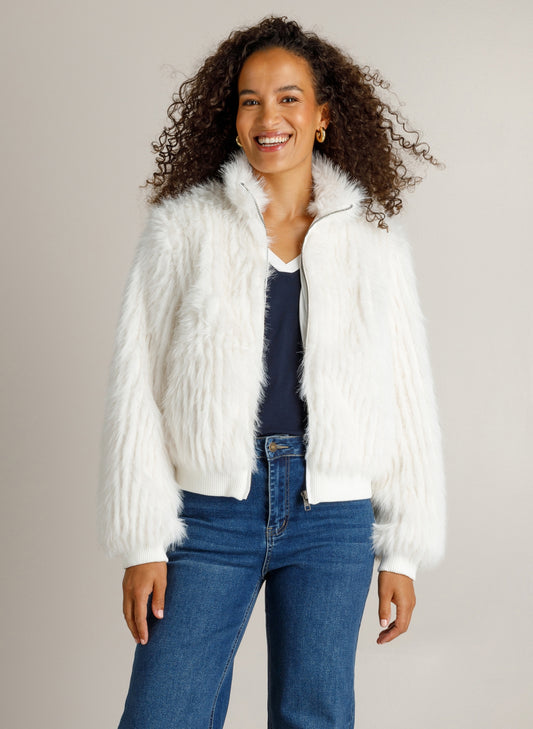Ivy Beau jas fluffy Hillie off white
