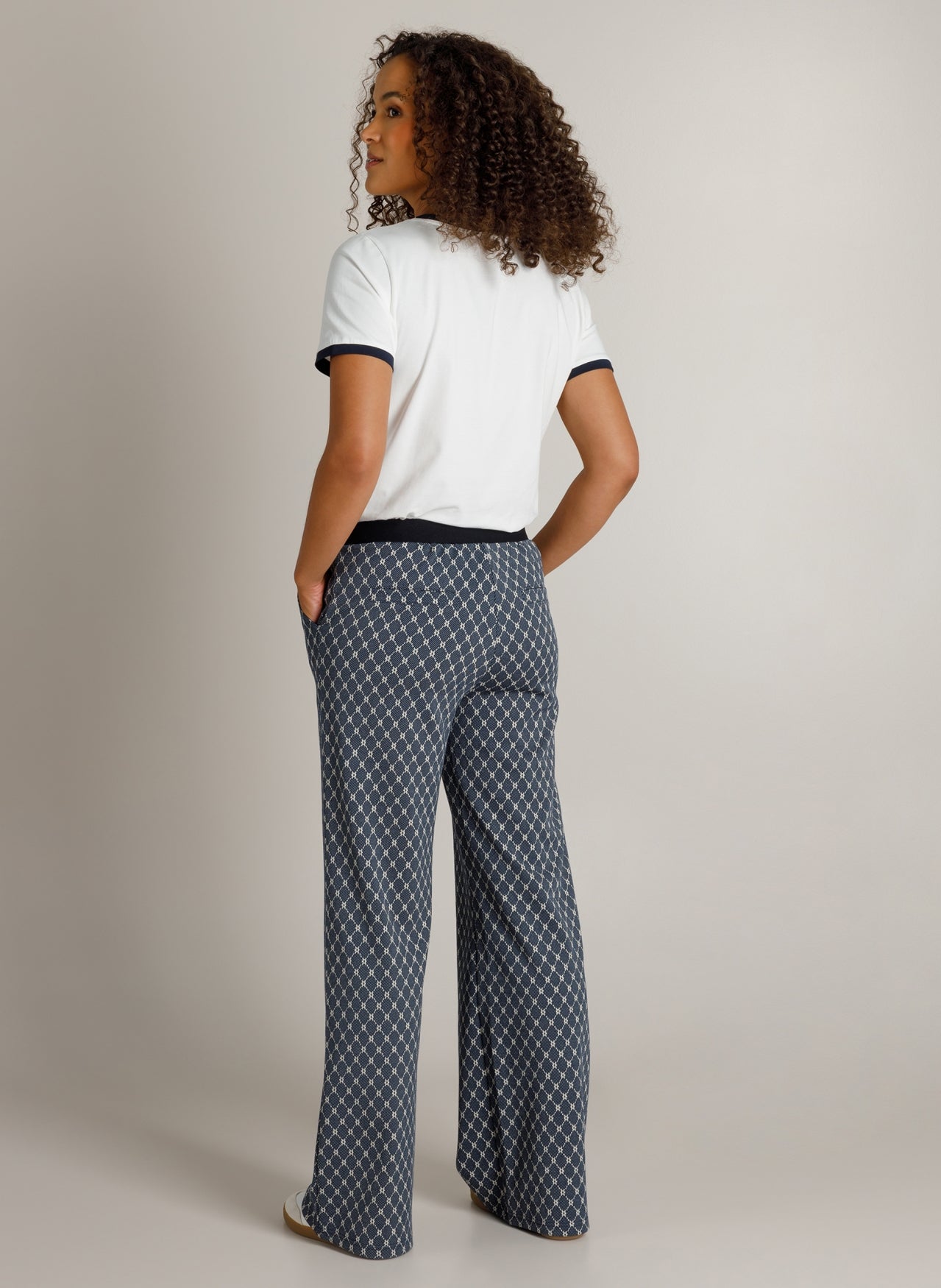 Ivy Beau broek donker blauw met off white print model Hege dark blue 4201174 