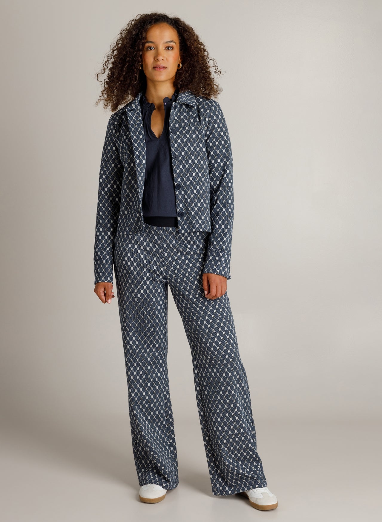 Ivy Beau broek donker blauw met off white print model Hege dark blue 4201174 