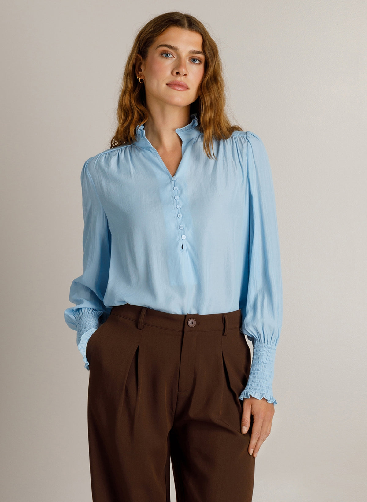 Ivy Beau blouse licht blauw model Kiki winter Sky 