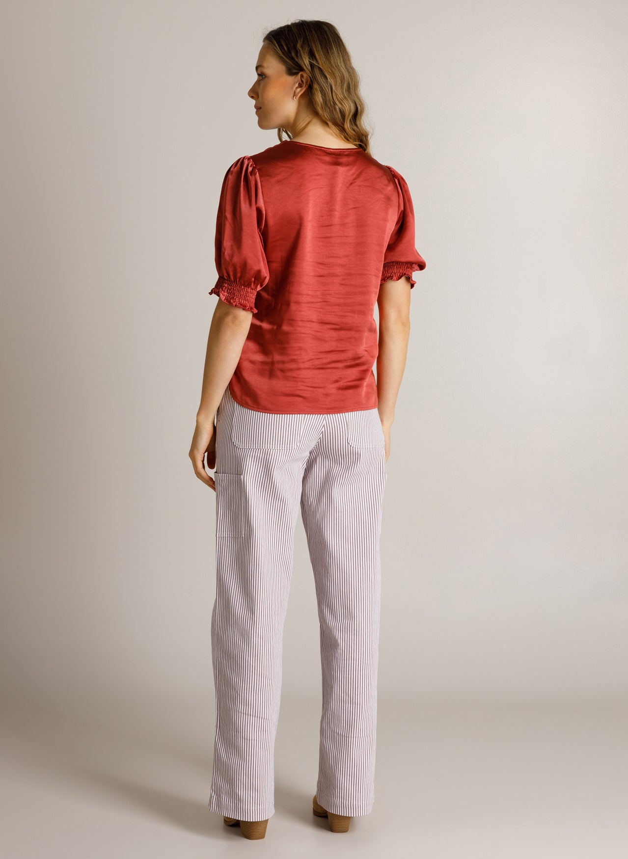 Ivy Beau blouse satijn look roest rood model Doreen barn red