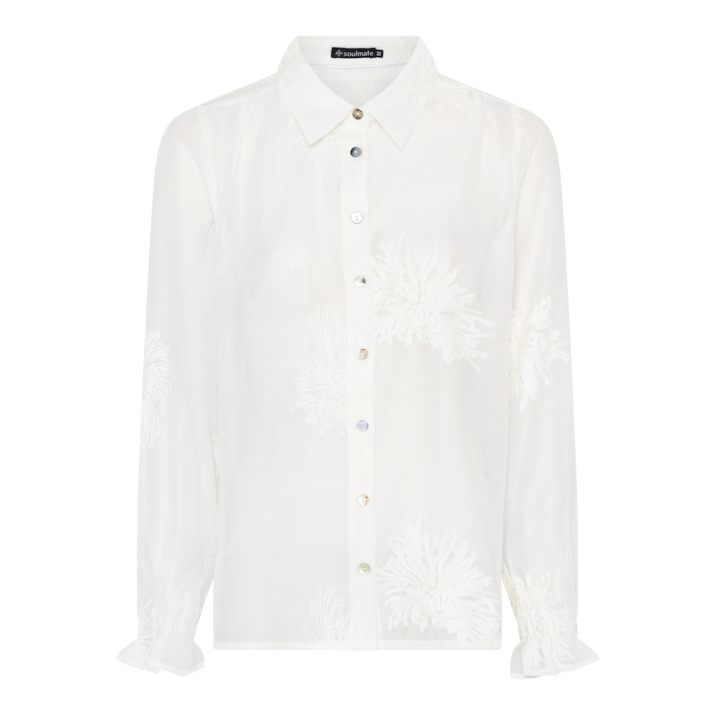 Soulmate blouse offwhite Georgine 4482 met geborduurde bloemen structuur