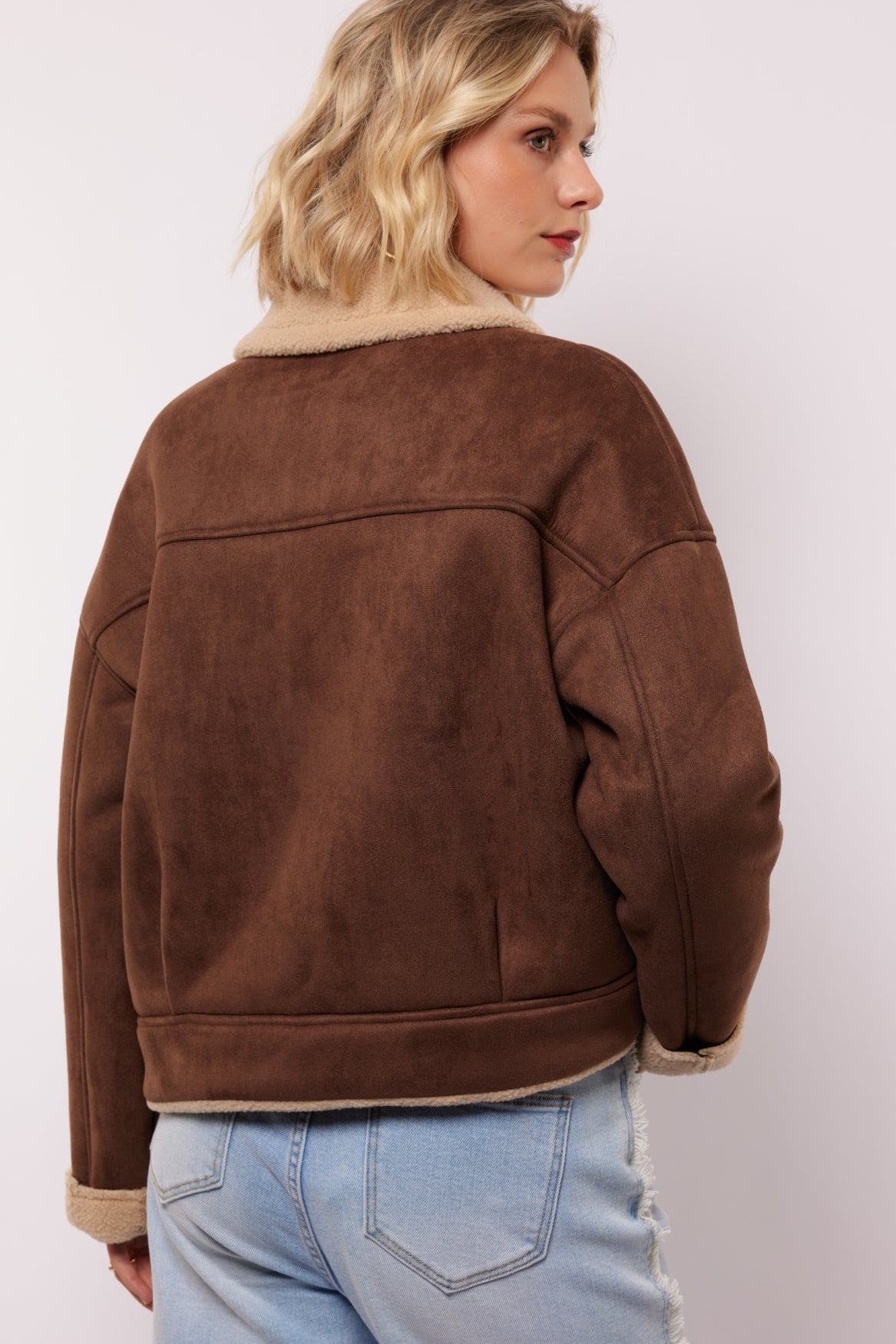 Fluresk winter jas bruin met zand model Taressa jacket brown mocha sand