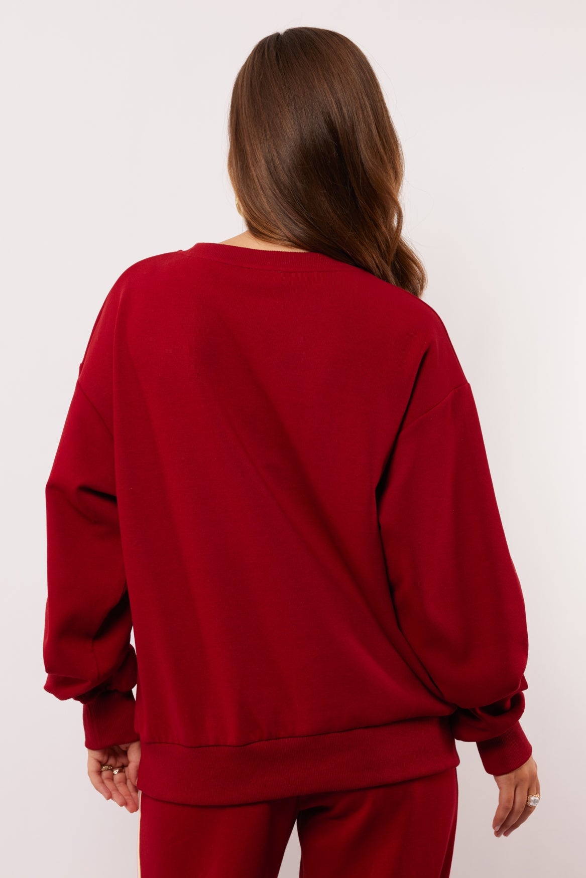 Fluresk rode sweater cherry opdruk model Senara rhubarb